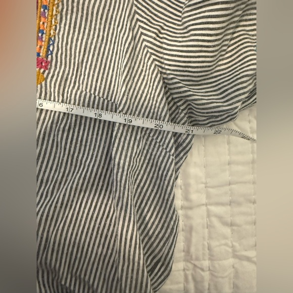 Caleoa Embroidered Stripe Tunic Top Bell Sleeve Boho Festival Cotton Large - Picture 8 of 8